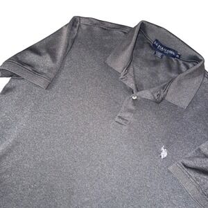 US Polo Assn Mens Gray Short Sleeve Polo Shirt XL Performance Stretch